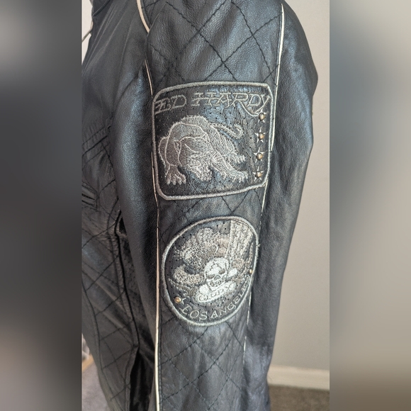 Vintage Ed Hardy Leather Skull Live To Ride Motorcycle Jacket - Picture 12 of 16